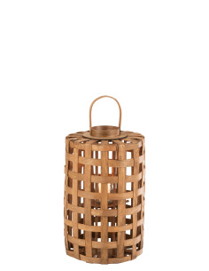 J-LineLanterne cylindre en bois de peuplier marron 2