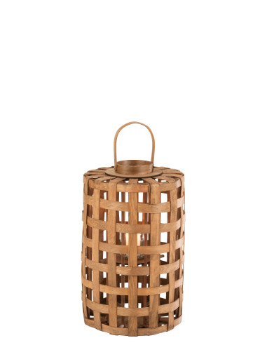 J-LineLanterne cylindre en bois de peuplier marron