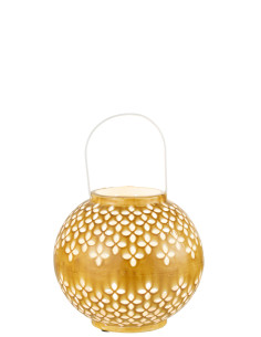 J-LineLanterne Boule en Fer Perforé Ocre 2