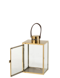 J-LineLanterne Rectangle Métal/Verre Or 2