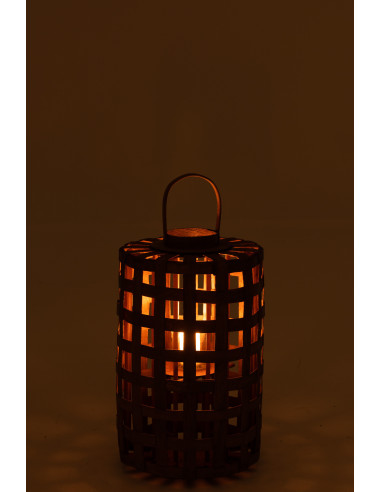 J-LineLanterne cylindre en bois de peuplier marron