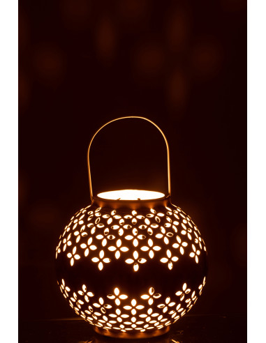 J-LineLanterne Boule en Fer Perforé Ocre