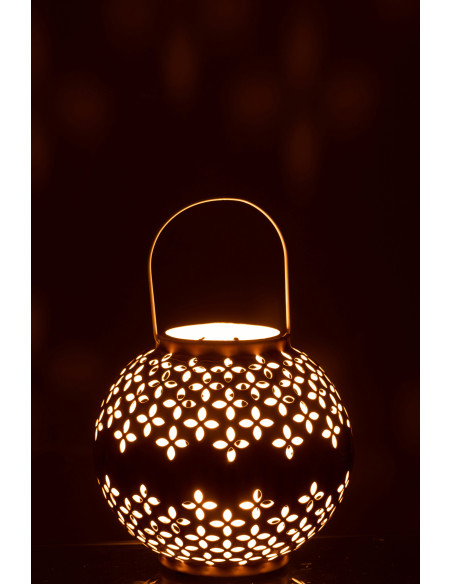 J-LineLanterne Boule en Fer Perforé Ocre