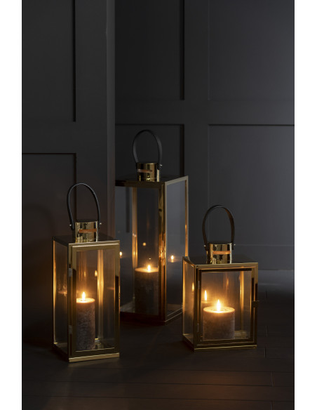 J-LineLanterne Rectangle Métal/Verre Or