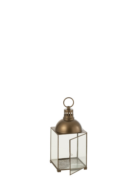 J-LineLanterne Hagrid en verre/fer bronze S