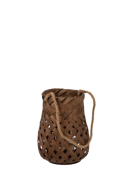 J-LineLanterne tissée ronde en bambou/verre brun foncé petit J-LineLanterne tissée ronde en bambou/verre brun foncé petit