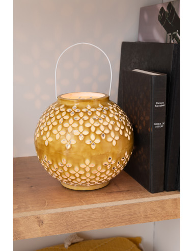 J-LineLanterne Boule en Fer Perforé Ocre
