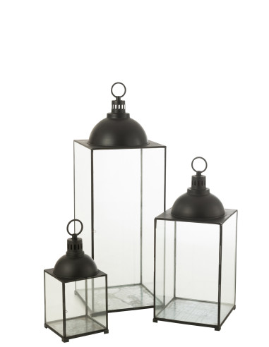 J-LineLanterne Hagrid en verre/fer noir L