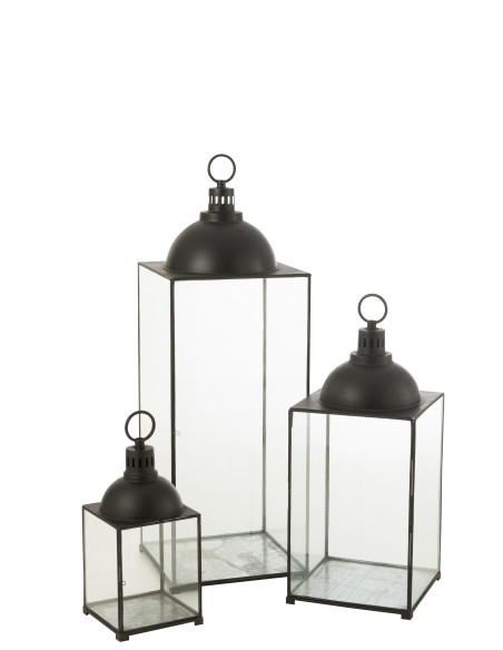 J-LineLanterne Hagrid en verre/fer noir L