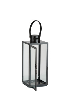 J-LineLanterne Carrée en Acier/Verre Noir 2
