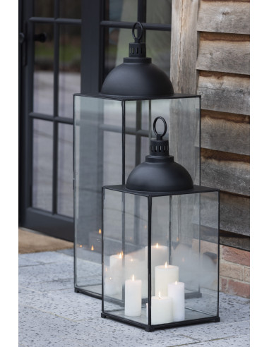 J-LineLanterne Hagrid en verre/fer noir L