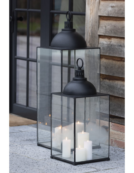 J-LineLanterne Hagrid en verre/fer noir L