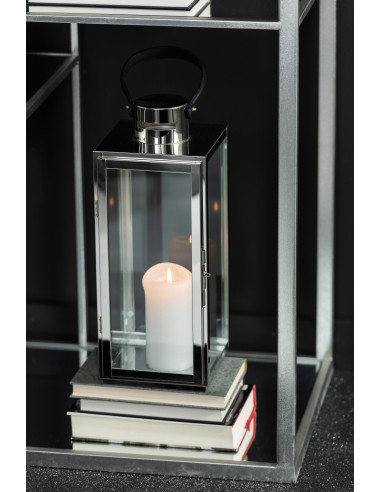 J-LineLanterne Carrée en Métal/Verre Argenté