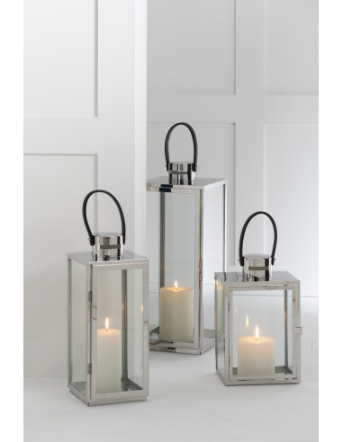 J-LineLanterne Carrée en Métal/Verre Argenté