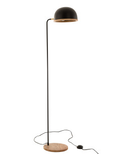 Lampe sur pied Evy en fer/bois noir/naturelJ-Line