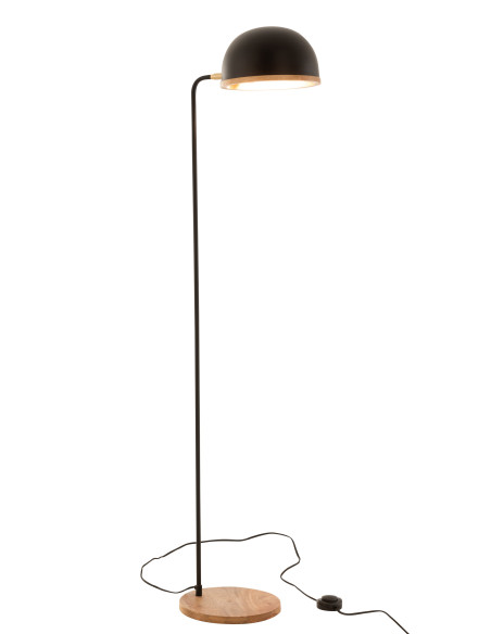 Lampe sur pied Evy en fer/bois noir/naturelJ-Line