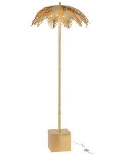 Lampe en acier doré avec des feuilles de noix de coco deboutJ-Line 2
