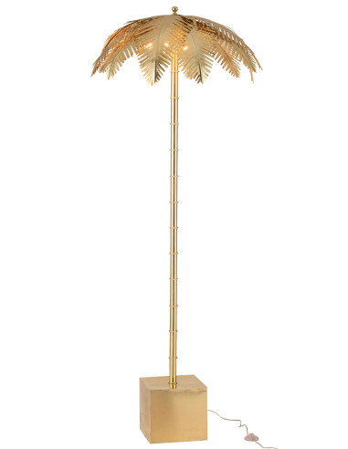 Lampe en acier doré avec des feuilles de noix de coco deboutJ-Line