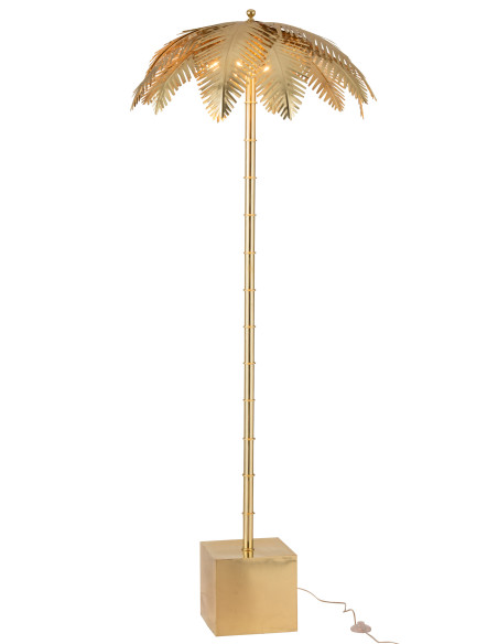 Lampe en acier doré avec des feuilles de noix de coco deboutJ-Line