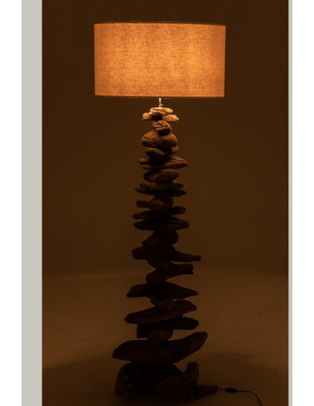 Lampe + Abat-jour en bois flotté naturel/beige, grandJ-Line