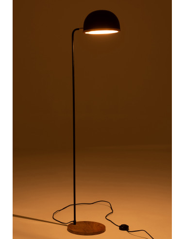 Lampe sur pied Evy en fer/bois noir/naturelJ-Line