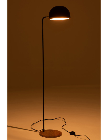 Lampe sur pied Evy en fer/bois noir/naturelJ-Line