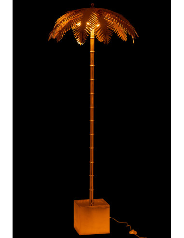 Lampe en acier doré avec des feuilles de noix de coco deboutJ-Line