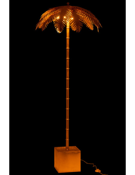 Lampe en acier doré avec des feuilles de noix de coco deboutJ-Line