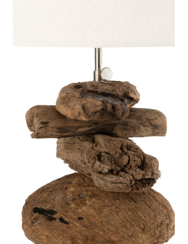 Lampe + Abat-jour en bois flotté naturel/beige, grandJ-Line