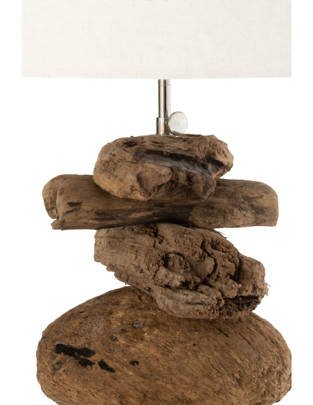 Lampe + Abat-jour en bois flotté naturel/beige, grandJ-Line