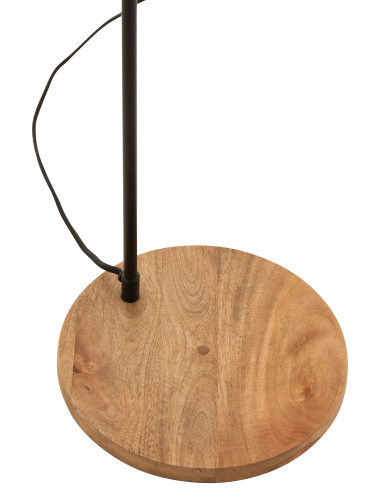 Lampe sur pied Evy en fer/bois noir/naturelJ-Line