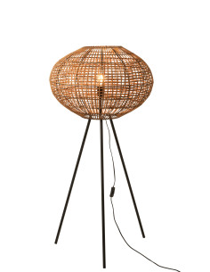 Lampe sur pied trépied en rotin/métal marron/noir de petite tailleJ-Line 2