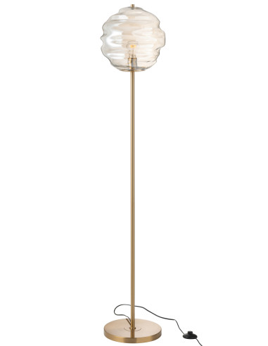 Lampe de sol en verre nid d'abeille cognacJ-Line