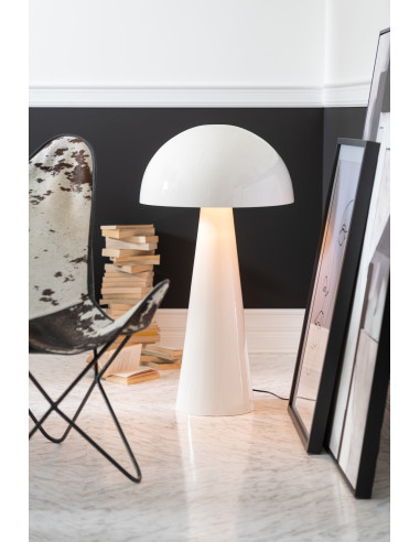 Lampe Champignon Métal Brillant Blanc Très GrandJ-Line