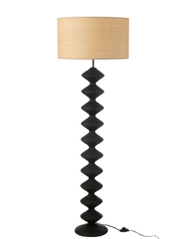 Lampe sur pied Chenille en bois de peuplier noir/naturelJ-Line