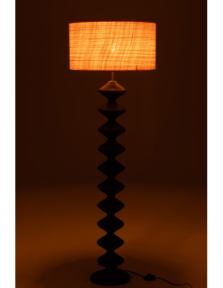 Lampe sur pied Chenille en bois de peuplier noir/naturelJ-Line
