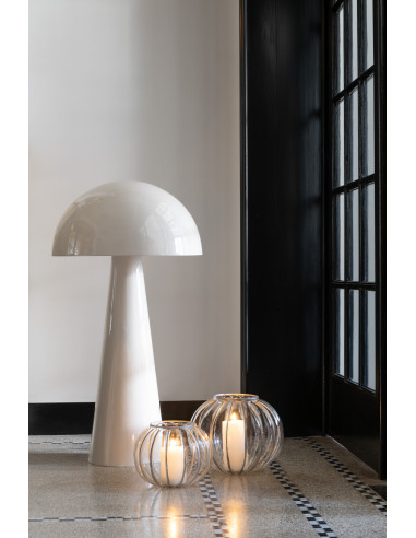 Lampe Champignon Métal Brillant Blanc Très GrandJ-Line