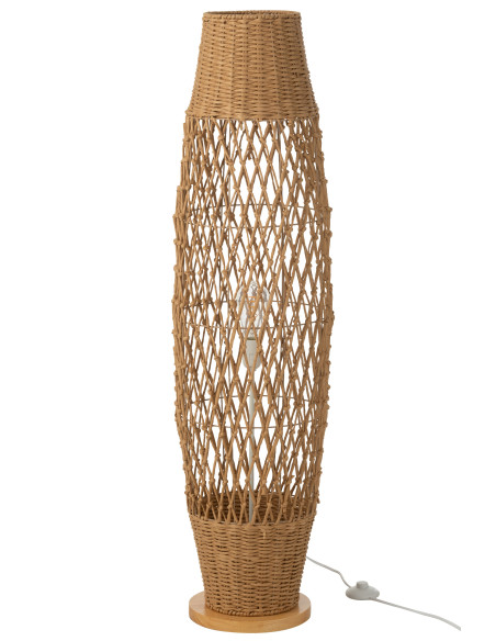 Lampe sur pied en métal tressé naturel foncéJ-Line Lampe sur pied en métal tressé naturel foncéJ-Line