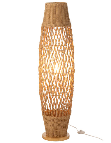 Lampe sur pied en métal tressé naturel foncéJ-Line