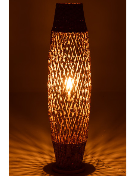 Lampe sur pied en métal tressé naturel foncéJ-Line Lampe sur pied en métal tressé naturel foncéJ-Line