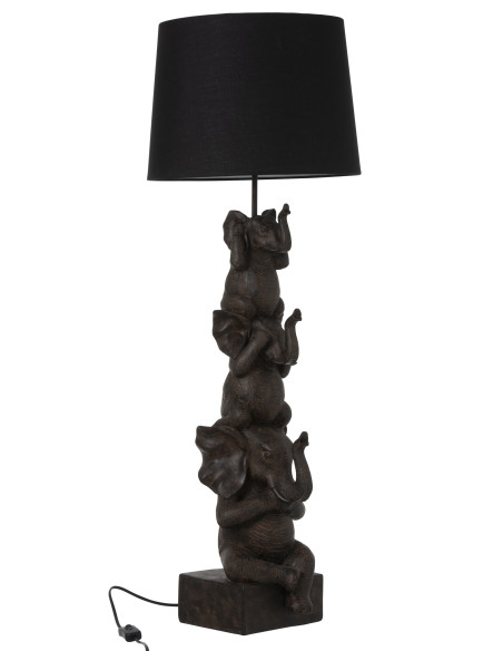 Lampe 3 Éléphants en polyrésine marronJ-Line Lampe 3 Éléphants en polyrésine marronJ-Line