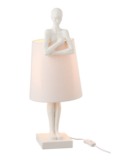 Figurine de lampe en résine blancheJ-Line