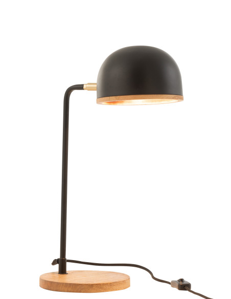 Lampe de table Evy en fer/bois noir/naturelJ-Line Lampe de table Evy en fer/bois noir/naturelJ-Line