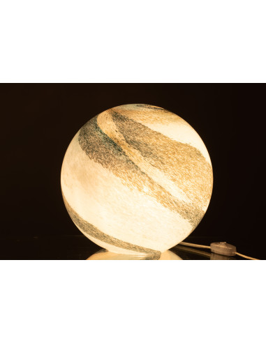 Lampe Dany Rayures Verre Rond Bleu-Vert GrandJ-Line