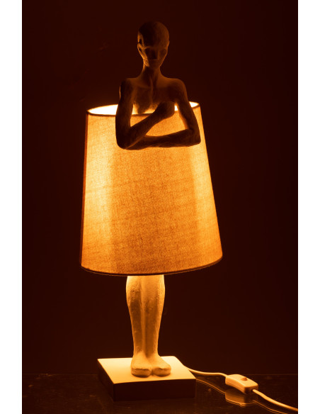 Figurine de lampe en résine blancheJ-Line