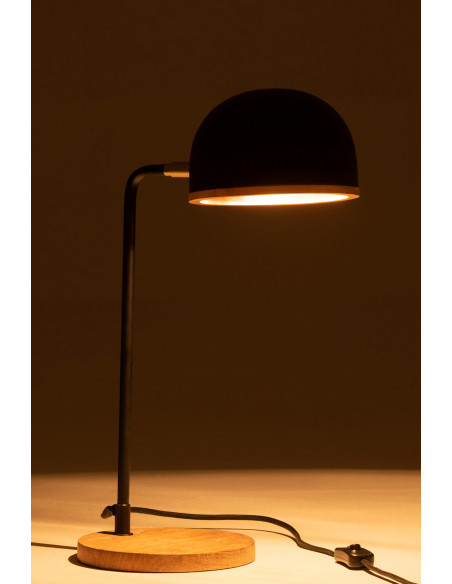 Lampe de table Evy en fer/bois noir/naturelJ-Line Lampe de table Evy en fer/bois noir/naturelJ-Line