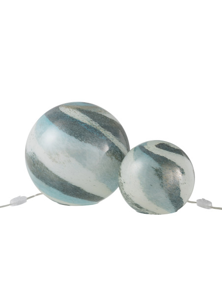 Lampe Dany Rayures Verre Rond Bleu-Vert GrandJ-Line