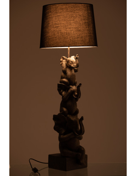 Lampe 3 Éléphants en polyrésine marronJ-Line Lampe 3 Éléphants en polyrésine marronJ-Line