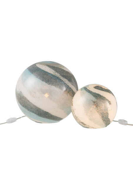 Lampe Dany Rayures Verre Rond Bleu-Vert GrandJ-Line