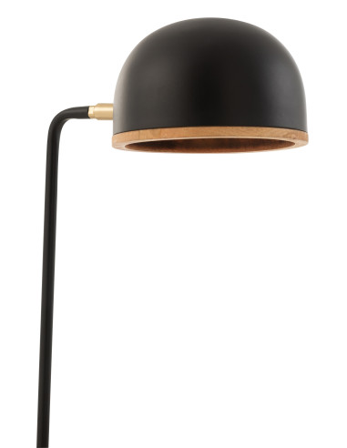 Lampe de table Evy en fer/bois noir/naturelJ-Line